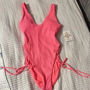 BECCA Modernage high leg Pink One Piece Swimsuit